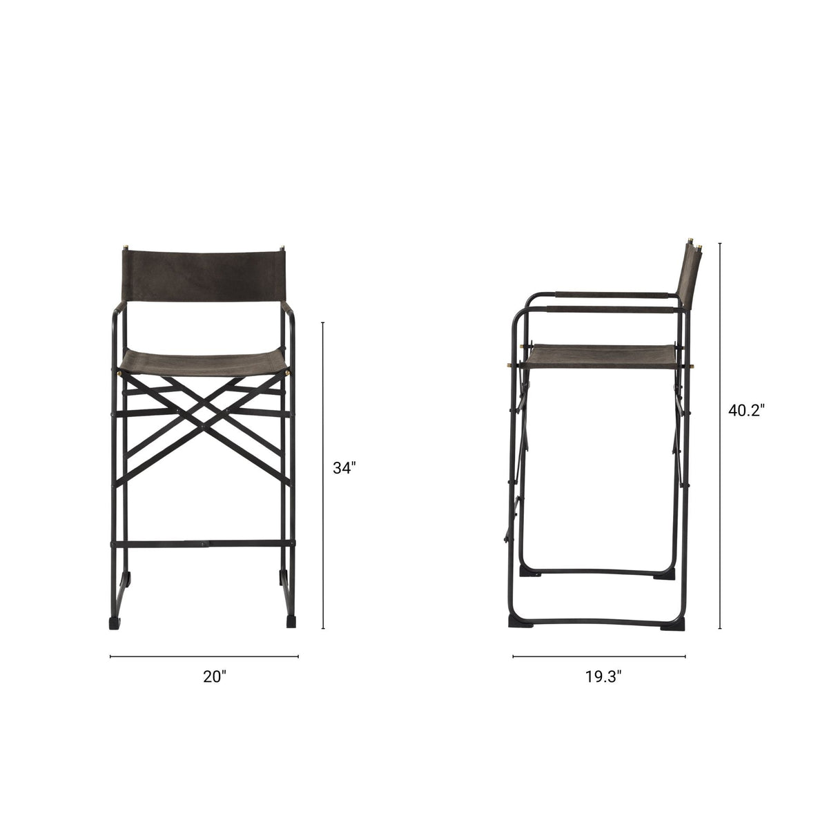 Direttore 19.3L x 19.3W x 40.2H Brown/Gray Suede W/ Metal Frame Counter Stool by Mercana at Eve Furniture