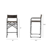 Direttore 19.3L x 19.3W x 40.2H Brown/Gray Suede W/ Metal Frame Counter Stool by Mercana at Eve Furniture