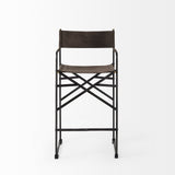 Direttore 19.3L x 19.3W x 40.2H Brown/Gray Suede W/ Metal Frame Counter Stool by Mercana at Eve Furniture