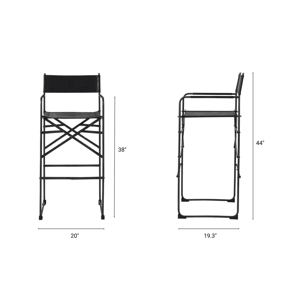 Direttore 19.3L x 19.3W x 44.1H Black Leather Seat W/Black Iron Frame Bar Stool by Mercana at Eve Furniture