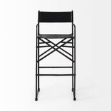 Direttore 19.3L x 19.3W x 44.1H Black Leather Seat W/Black Iron Frame Bar Stool by Mercana at Eve Furniture