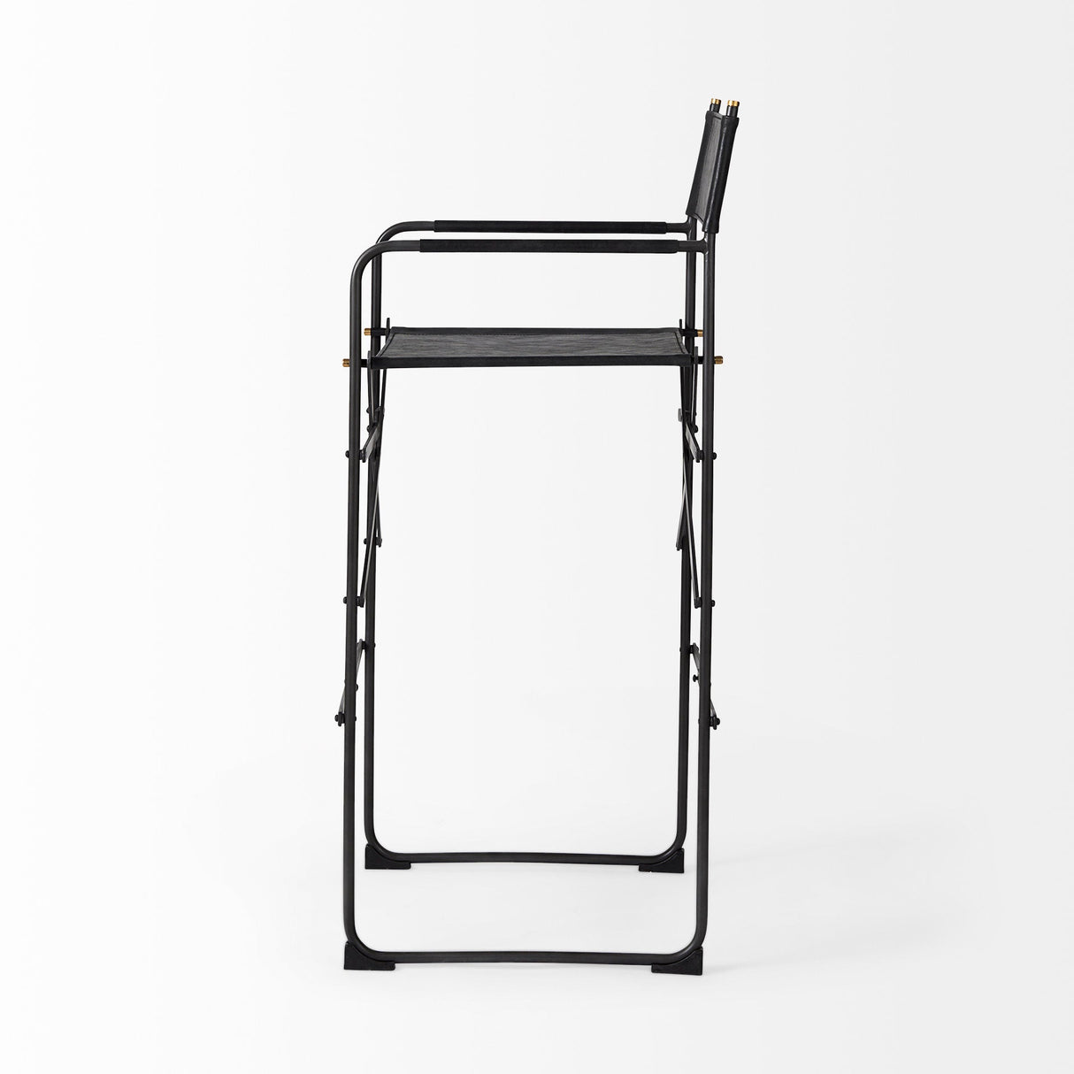 Direttore 19.3L x 19.3W x 44.1H Black Leather Seat W/Black Iron Frame Bar Stool by Mercana at Eve Furniture