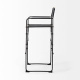 Direttore 19.3L x 19.3W x 44.1H Black Leather Seat W/Black Iron Frame Bar Stool by Mercana at Eve Furniture
