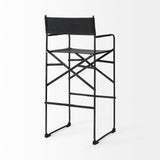 Direttore 19.3L x 19.3W x 44.1H Black Leather Seat W/Black Iron Frame Bar Stool by Mercana at Eve Furniture