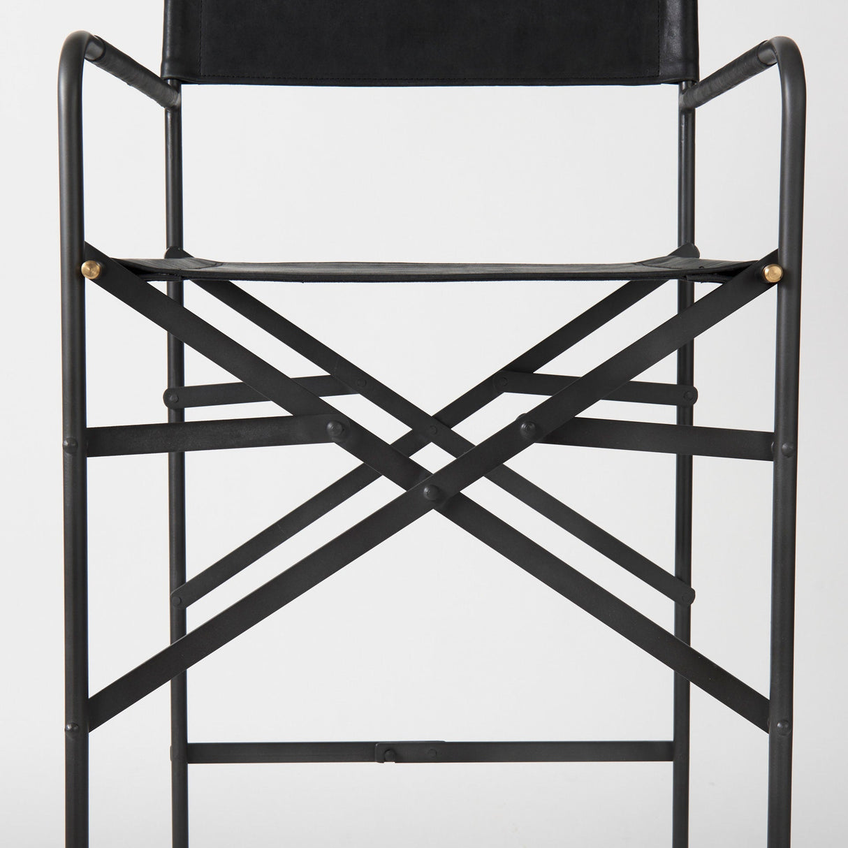 Direttore 19.3L x 19.3W x 44.1H Black Leather Seat W/Black Iron Frame Bar Stool by Mercana at Eve Furniture