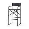 Direttore 19.3L x 19.3W x 44.1H Black Leather Seat W/Black Iron Frame Bar Stool by Mercana at Eve Furniture