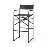 Direttore 19.3L x 19.3W x 44.1H Black Leather Seat W/Black Iron Frame Bar Stool by Mercana at Eve Furniture