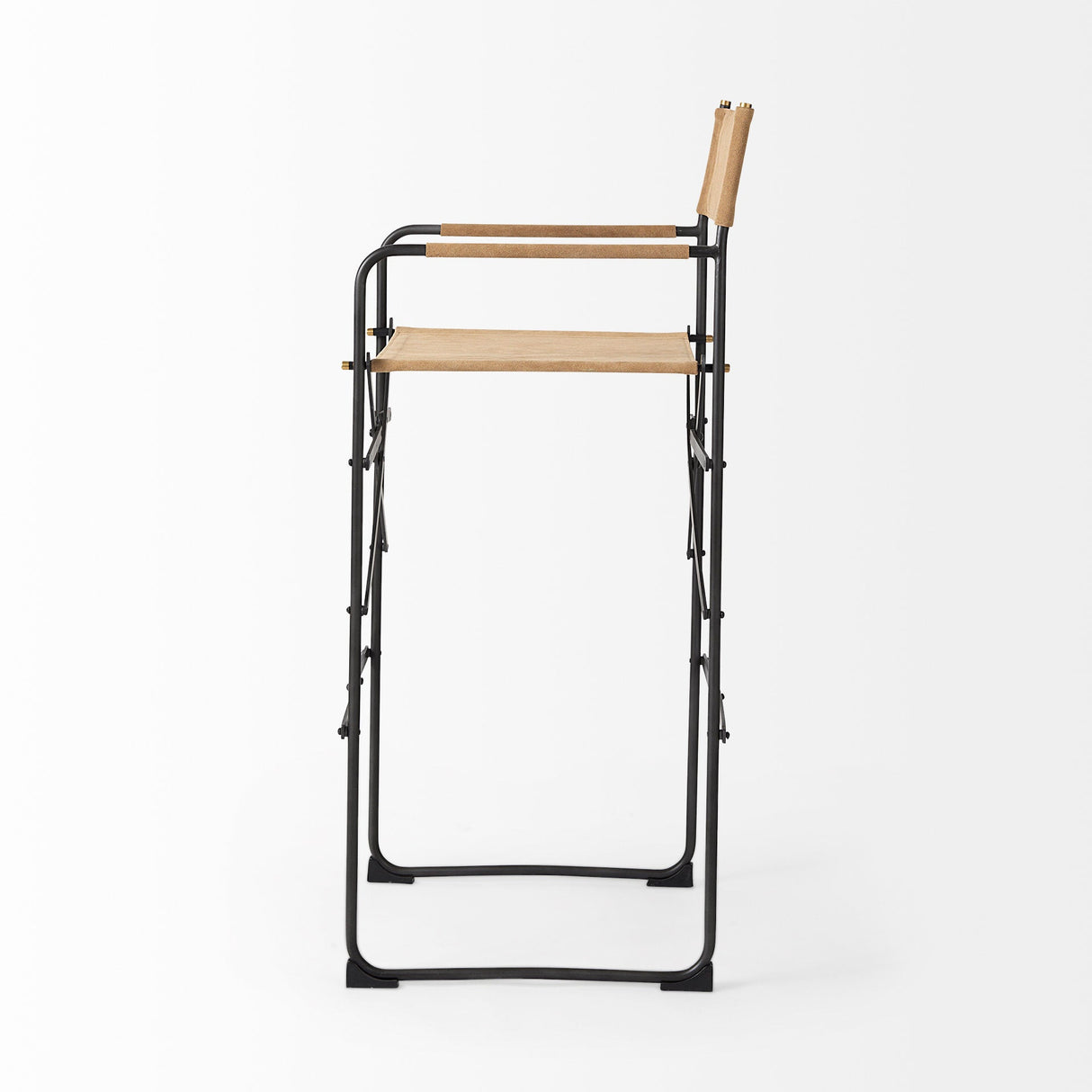 Direttore 19.3L x 19.3W x 44.1H Brown Leather Seat W/Black Iron Frame Bar Stool by Mercana at Eve Furniture