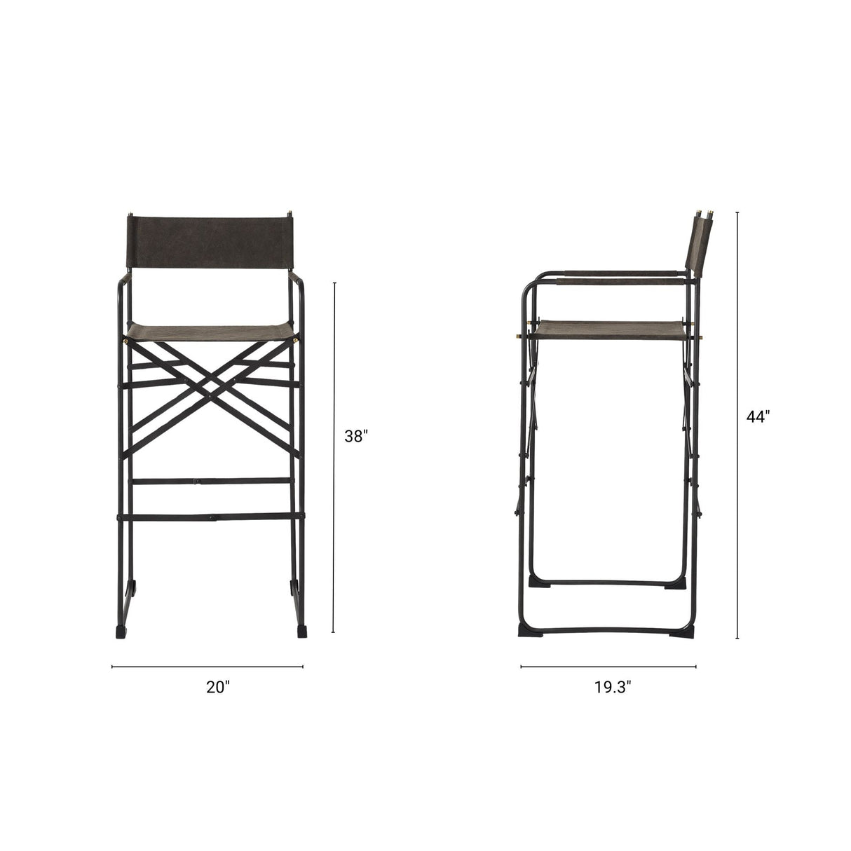 Direttore 19.3L x 19.3W x 44.1H Brown/Gray Suede W/ Metal Frame Bar Stool by Mercana at Eve Furniture