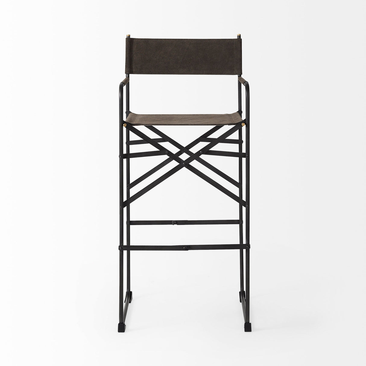 Direttore 19.3L x 19.3W x 44.1H Brown/Gray Suede W/ Metal Frame Bar Stool by Mercana at Eve Furniture