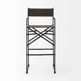 Direttore 19.3L x 19.3W x 44.1H Brown/Gray Suede W/ Metal Frame Bar Stool by Mercana at Eve Furniture