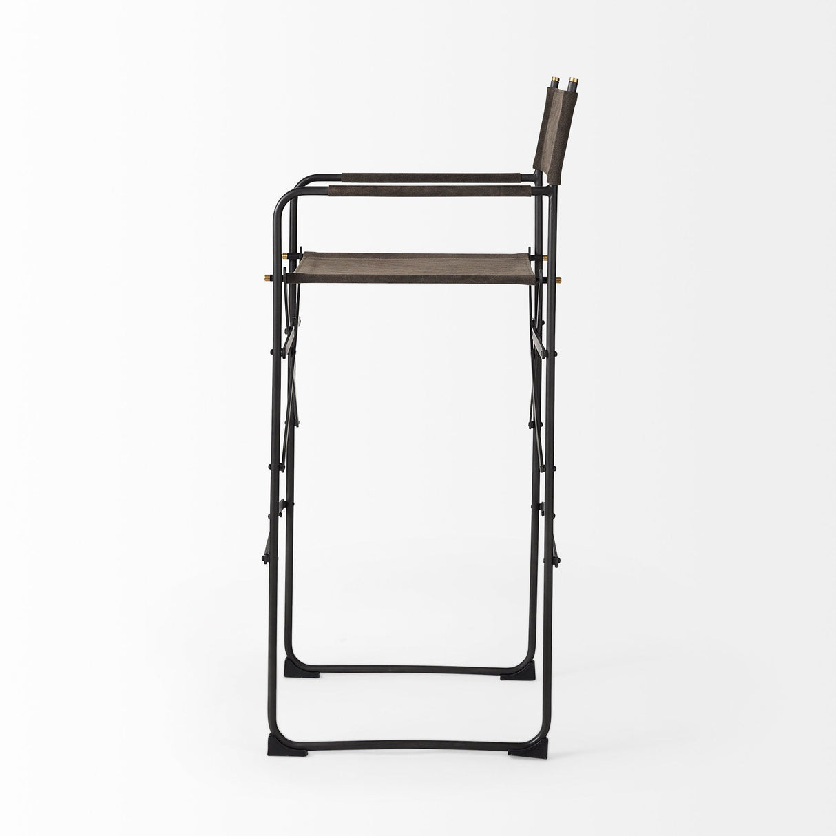 Direttore 19.3L x 19.3W x 44.1H Brown/Gray Suede W/ Metal Frame Bar Stool by Mercana at Eve Furniture