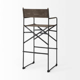 Direttore 19.3L x 19.3W x 44.1H Brown/Gray Suede W/ Metal Frame Bar Stool by Mercana at Eve Furniture