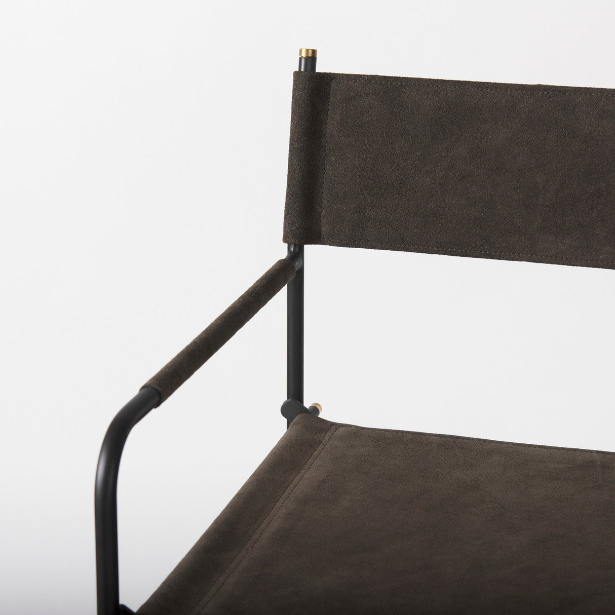 Direttore 19.3L x 19.3W x 44.1H Brown/Gray Suede W/ Metal Frame Bar Stool by Mercana at Eve Furniture