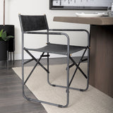 Direttore Black Iron Frame Black Leather Dining Chair by Mercana at Eve Furniture