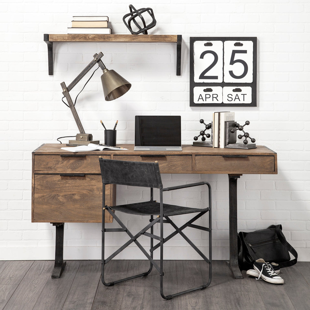 Direttore Black Iron Frame Black Leather Dining Chair by Mercana at Eve Furniture