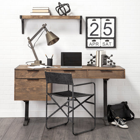 Direttore Black Iron Frame Black Leather Dining Chair by Mercana at Eve Furniture