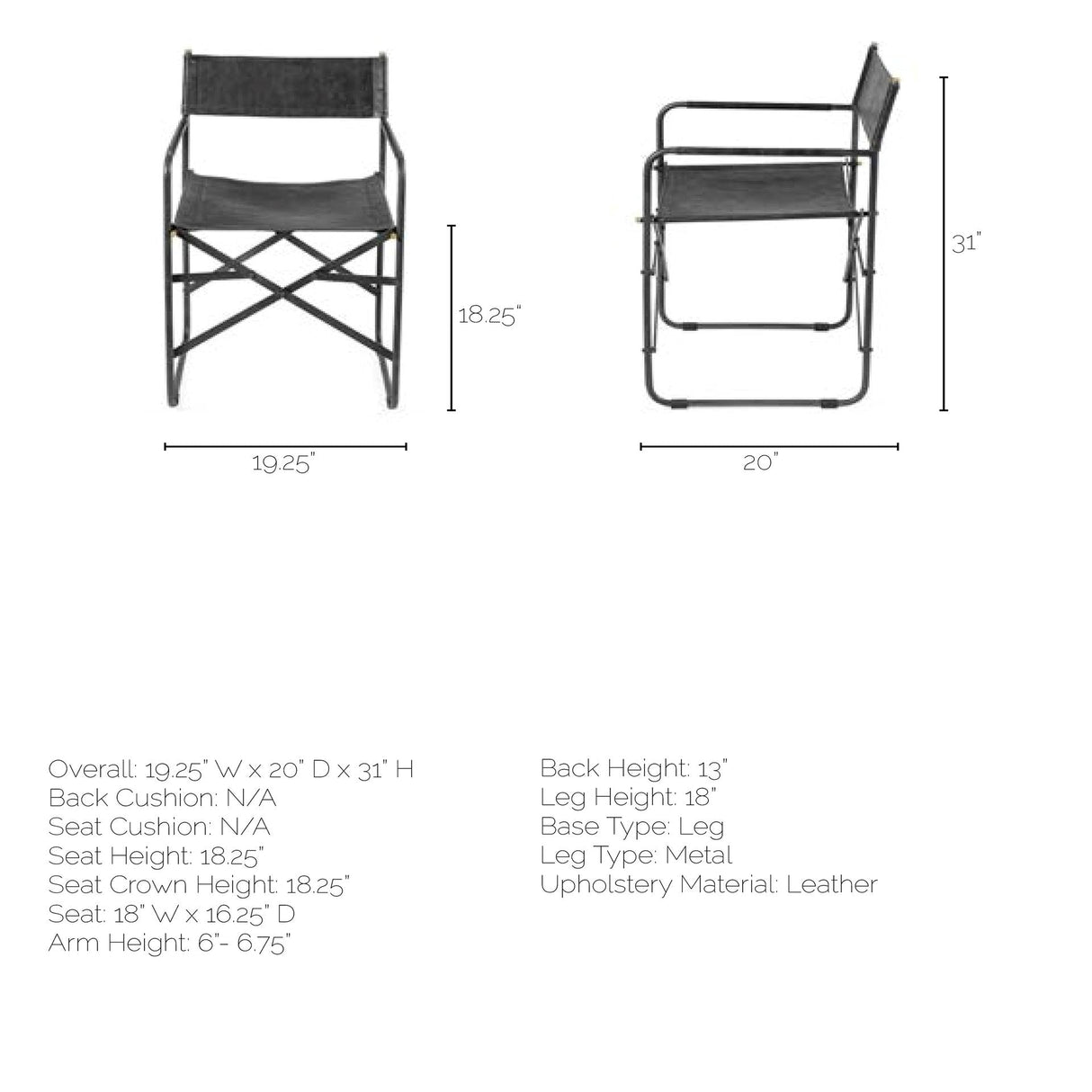 Direttore Black Iron Frame Black Leather Dining Chair by Mercana at Eve Furniture