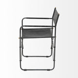 Direttore Black Iron Frame Black Leather Dining Chair by Mercana at Eve Furniture