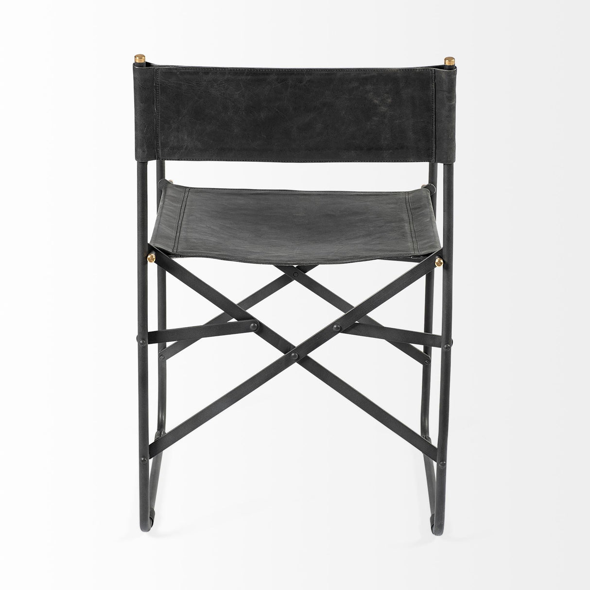 Direttore Black Iron Frame Black Leather Dining Chair by Mercana at Eve Furniture