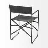 Direttore Black Iron Frame Black Leather Dining Chair by Mercana at Eve Furniture