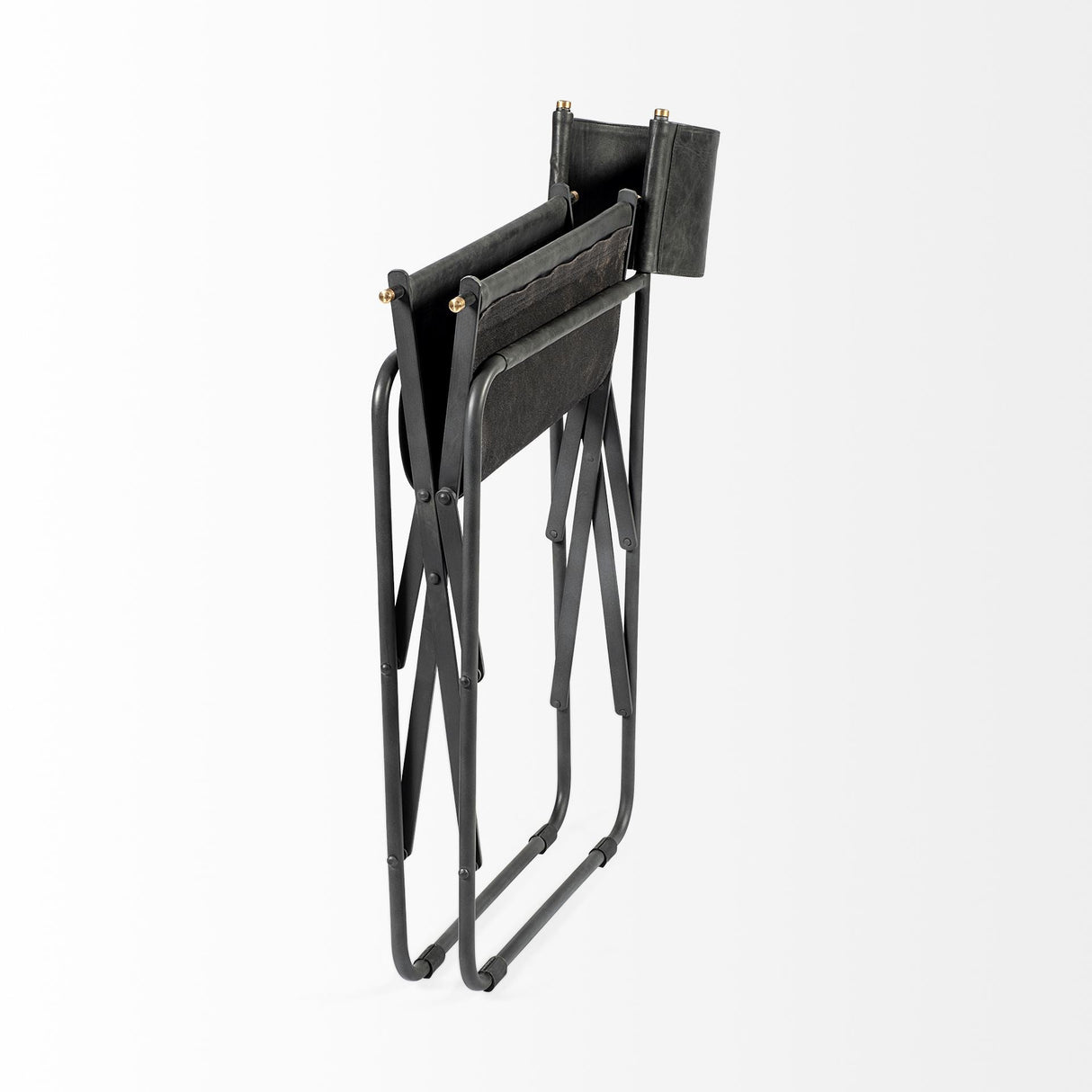 Direttore Black Iron Frame Black Leather Dining Chair by Mercana at Eve Furniture