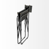 Direttore Black Iron Frame Black Leather Dining Chair by Mercana at Eve Furniture