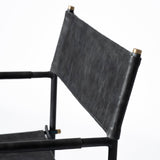 Direttore Black Iron Frame Black Leather Dining Chair by Mercana at Eve Furniture