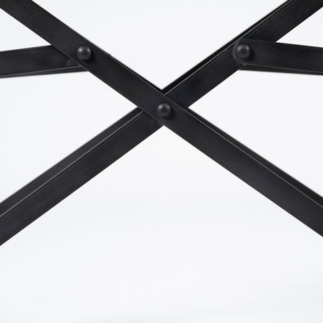 Direttore Black Iron Frame Black Leather Dining Chair by Mercana at Eve Furniture