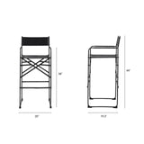 Direttore Black Leather Seat W/Black Iron Frame Bar Stool by Mercana at Eve Furniture