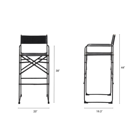 Direttore Black Leather Seat W/Black Iron Frame Bar Stool by Mercana at Eve Furniture