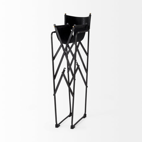Direttore Black Leather Seat W/Black Iron Frame Bar Stool by Mercana at Eve Furniture