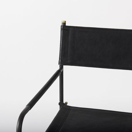 Direttore Black Leather Seat W/Black Iron Frame Bar Stool by Mercana at Eve Furniture
