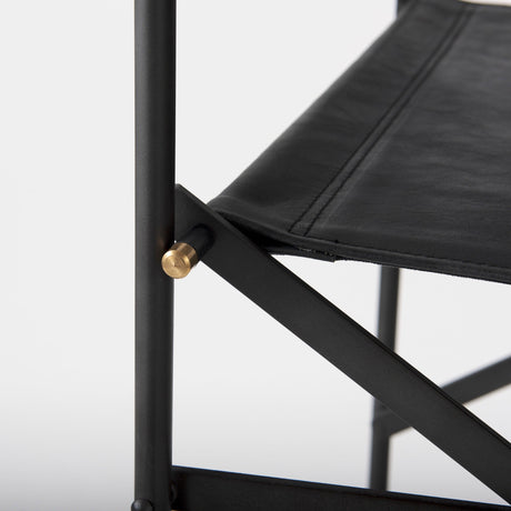Direttore Black Leather Seat W/Black Iron Frame Bar Stool by Mercana at Eve Furniture