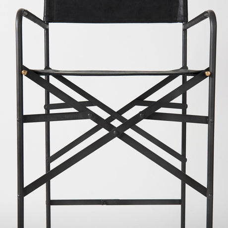 Direttore Black Leather Seat W/Black Iron Frame Bar Stool by Mercana at Eve Furniture