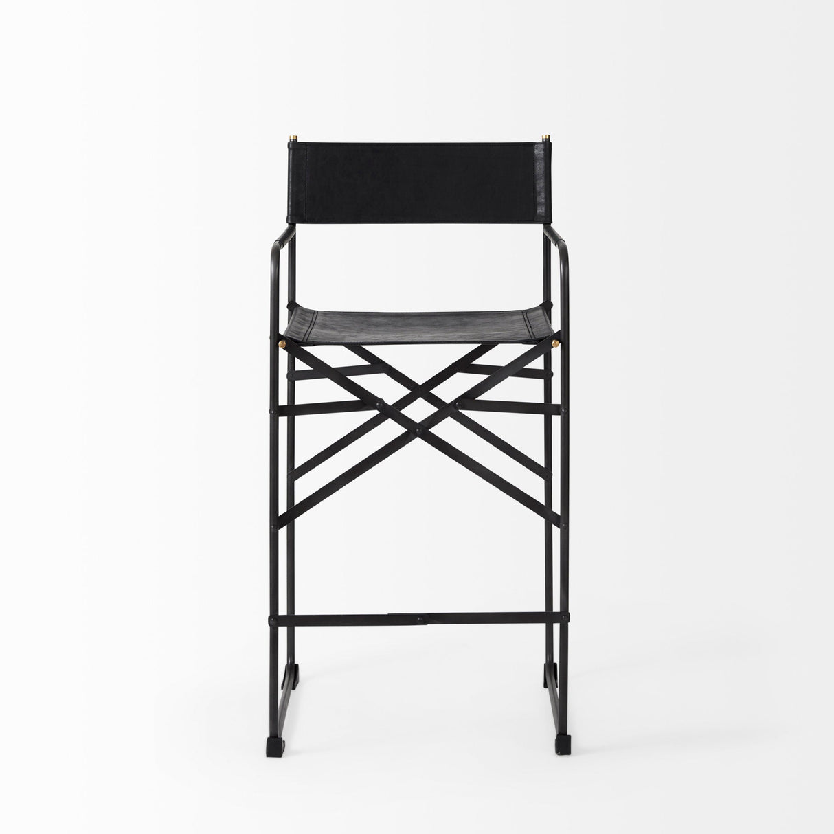 Direttore Black Leather W/Black Frame Counter Stool by Mercana at Eve Furniture