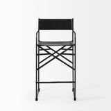 Direttore Black Leather W/Black Frame Counter Stool by Mercana at Eve Furniture