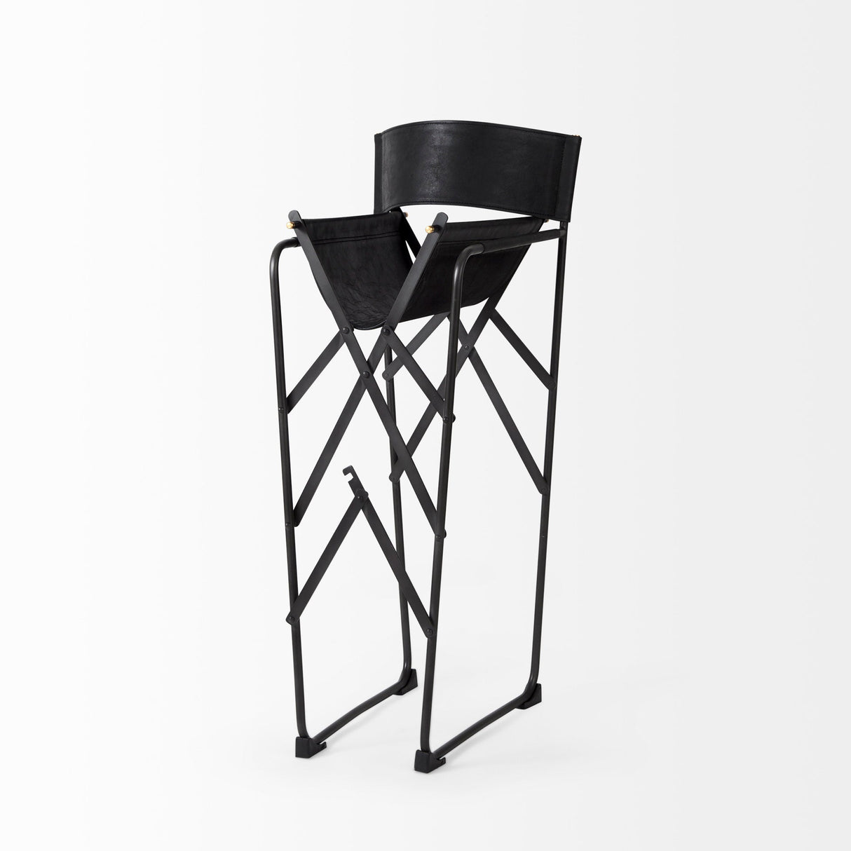 Direttore Black Leather W/Black Frame Counter Stool by Mercana at Eve Furniture