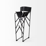 Direttore Black Leather W/Black Frame Counter Stool by Mercana at Eve Furniture