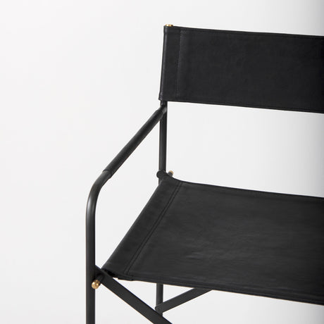 Direttore Black Leather W/Black Frame Counter Stool by Mercana at Eve Furniture