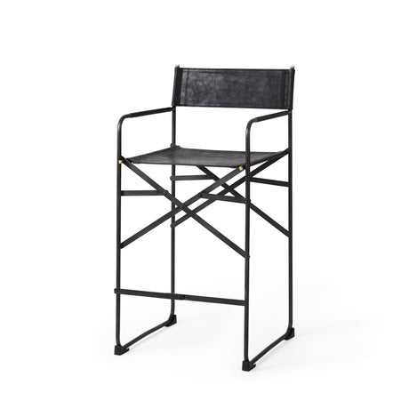 Direttore Black Leather W/Black Frame Counter Stool by Mercana at Eve Furniture