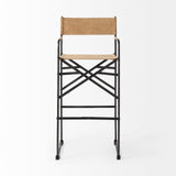 Direttore Brown Leather Seat W/Black Iron Frame Bar Stool by Mercana at Eve Furniture