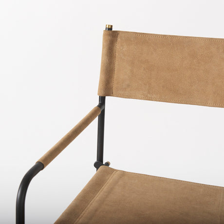 Direttore Brown Leather Seat W/Black Iron Frame Bar Stool by Mercana at Eve Furniture