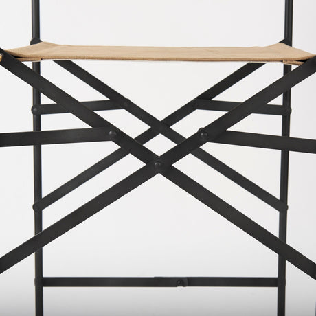Direttore Brown Leather Seat W/Black Iron Frame Bar Stool by Mercana at Eve Furniture