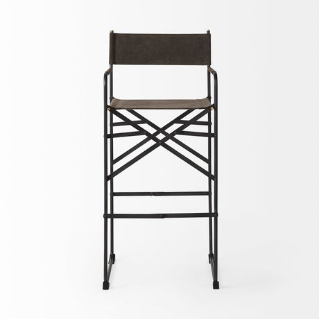 Direttore Brown/Gray Suede W/ Metal Frame Bar Stool by Mercana at Eve Furniture