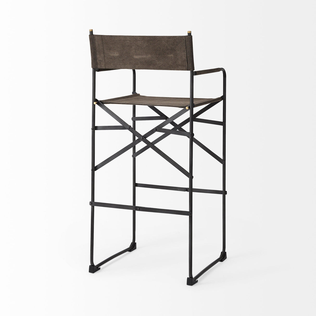 Direttore Brown/Gray Suede W/ Metal Frame Bar Stool by Mercana at Eve Furniture
