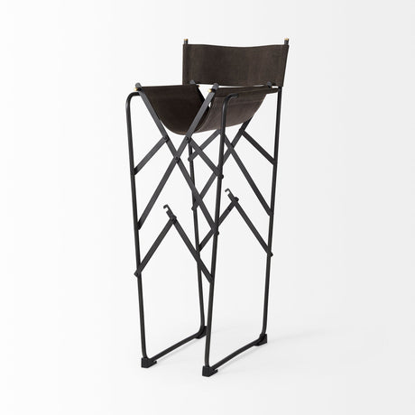 Direttore Brown/Gray Suede W/ Metal Frame Bar Stool by Mercana at Eve Furniture