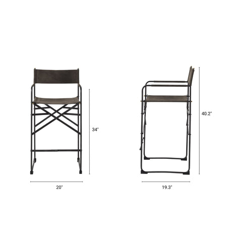 Direttore Brown/Gray Suede W/ Metal Frame Counter Stool by Mercana at Eve Furniture