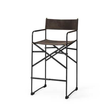 Direttore Brown/Gray Suede W/ Metal Frame Counter Stool by Mercana at Eve Furniture