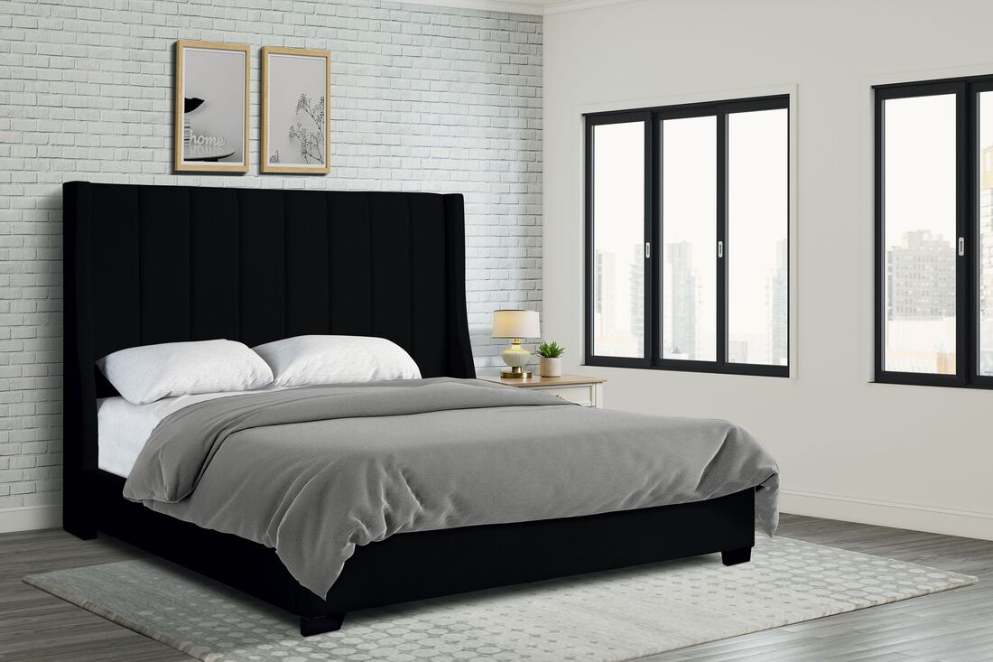 Dispson Black Queen Panel Bed by Happy Homes at Eve Furniture
